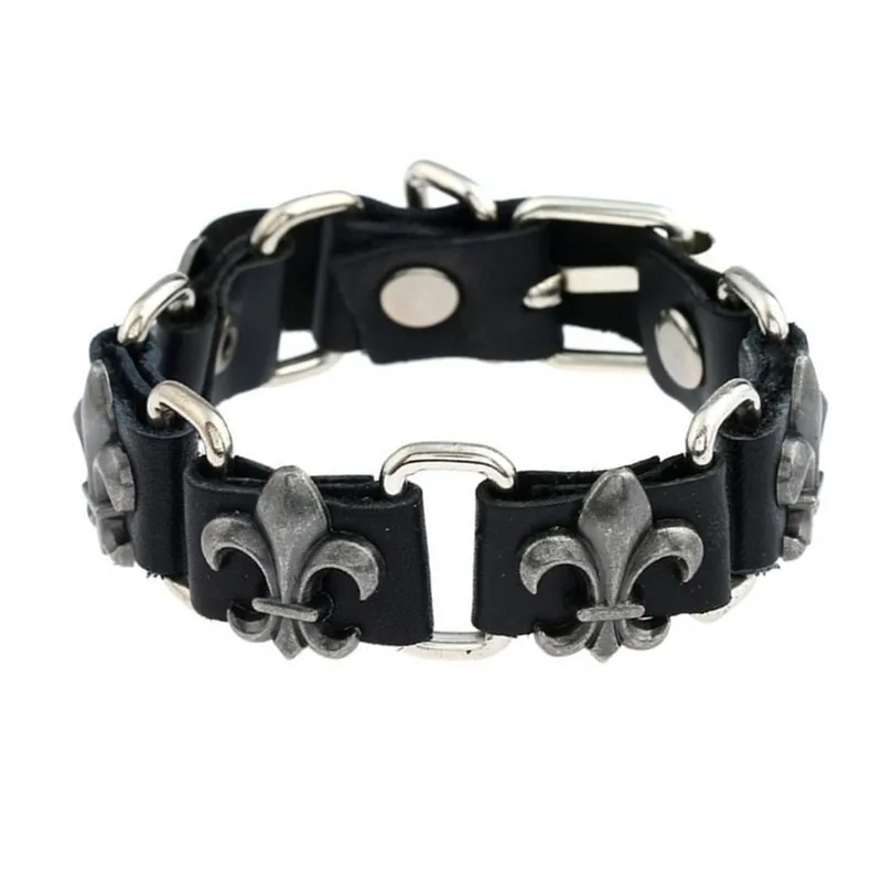 Wholesale Men's Customizable Vintage Genuine Leather Bracelet Multifunctional Handmade Geometric Business Accessory