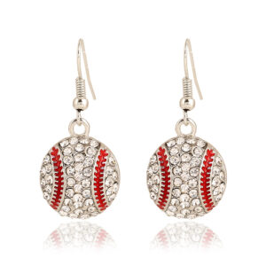 Wholesale Cross-border Amazon Hot Selling Ball Earrings European and American Fashion Classic Rhinestone Baseball Basketball Football Pendant Earrings