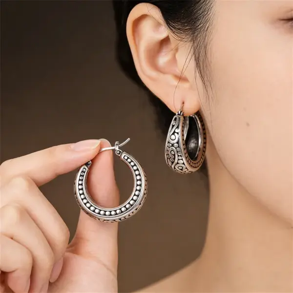 Wholesale Three-dimensional Geometric Earrings For Women In Copper With White K Water Plating And 0.03µm Thick Coating