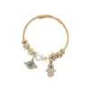 Wholesale Yunhui DIY Stainless Steel Gold Handmade Bracelet With Diamond Key Pendant Crystal Beads For Women Adjustable Clasp