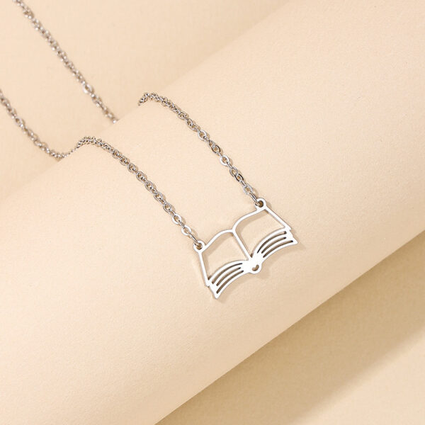 Wholesale 1 fashionable ins style metal hollow book pendant graduation season gift lady necklace selfie pose to wear