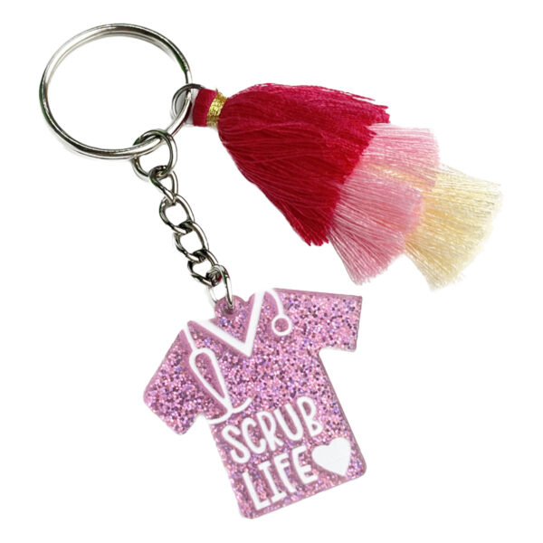 Wholesale Doctor Nurse Element Keychain Multicolor Tassel Key Ring Shiny Acrylic Bag Pendant