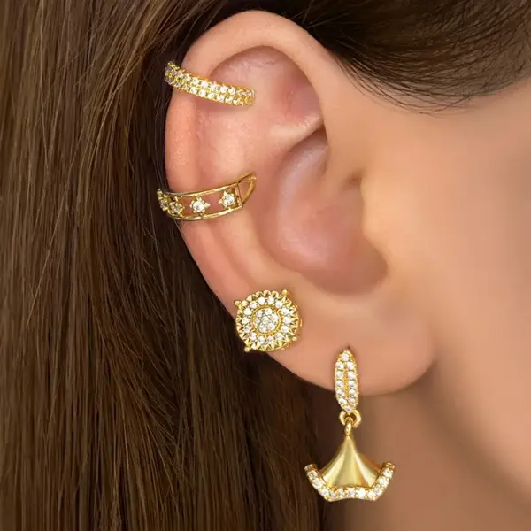 Wholesale 1 Pair IG Style Novelty Ginkgo Leaf Three-dimensional Inlay Copper Zircon Drop Earrings