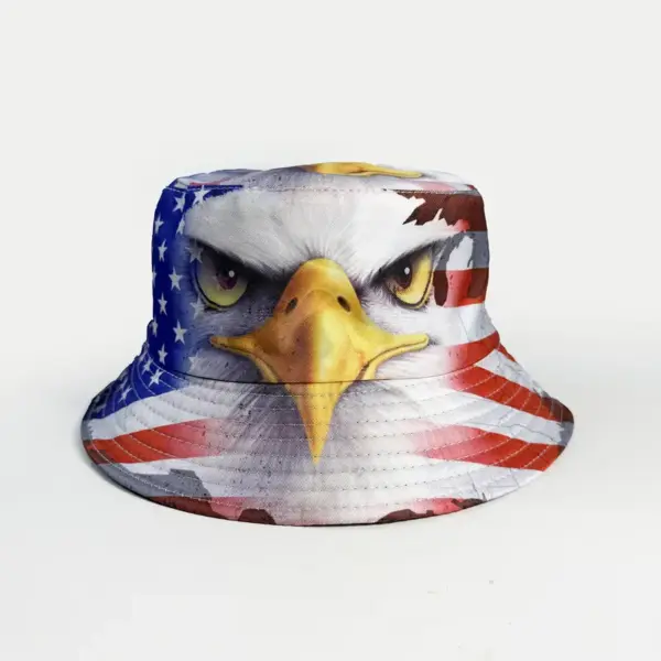 Wholesale Men's Casual Eagle Bucket Hat With Short Brim, Featuring UV Protection, Made Of Polyester With Printing Design