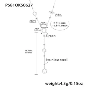 P581-Steel 5A Zircon Necklace 41 5cm