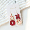 Wholesale Valentine's Day Acrylic Paint Arrival Earrings XO Wine Red Contrast Color Love Printed Earrings Peach Heart Earrings