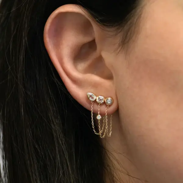 Wholesale 18K Gold Plated Jewelry 304 Stainless Steel Zircon Tassel Earrings Waterproof Non-Fading Vintage Classic Accessories
