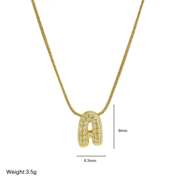 Wholesale Hot Sale 18K Brass 26 English Small Letters Pendant Stainless Steel Snake Chain Necklace For Women