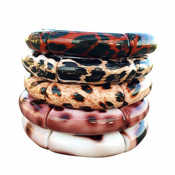 oly-b671f177462857922c85b7ceafcd50eb Wholesale Retro Leopard Series Elastic Bend Bracelet Acrylic Ethnic Style Simple Cuff Bead String Bracelet