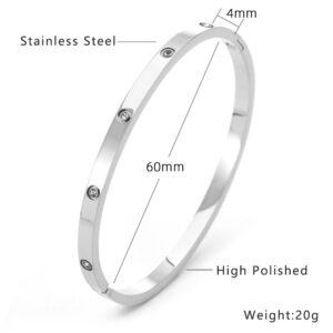 Finely carved 4mm [ten diamonds] zircon 18#Steel color inner diameter 50x60mm