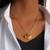 Wholesale PVD Coated 18K Gold Real Gold Plated Heart Shape 304 Stainless Steel Elegant Classical Pastoral Waterproof Non Tarnish 304 Stainless Steel Lobster Trigger Clasp Closure Pendant Necklace