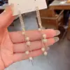 Wholesale Long Pearl Earrings Women's Silver Needle Zirconia Drop Earrings Face Slimming New Style Versatile Elegant Ear Jewelry