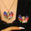 oly-b697f71cc2912de51e6743af15362faf Wholesale Unisex Jewelry Set Featuring Mexican Flag Pattern With KC Golden Plated Alloy And Enamel On Cable Chain, 0.03µm Thickness