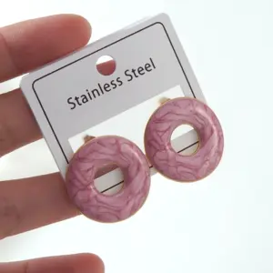 FYD6184EH-pink-geometric Earrings