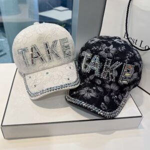 Wholesale Hat Peaked Cap Women's Face-Showing Small Spring and Summer New Rhinestone Baseball Cap Summer Letter Sun Hat Korean Style Sun Protection Hat
