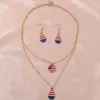 Wholesale Simple American Flag Water Drop Earrings Necklace Jewelry Set Independence Day Alloy Geometric Design Suitable For Women