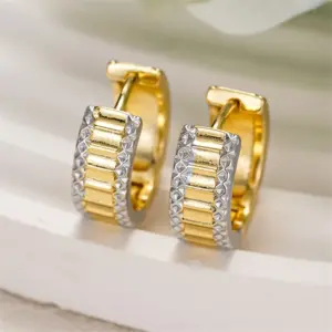 Wholesale Three-dimensional Geometric Earrings For Women In Copper With KC Golden Water Plating And 0.03µm Thickness
