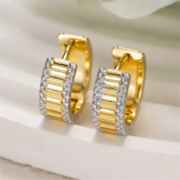 Wholesale Three-dimensional Geometric Earrings For Women In Copper With KC Golden Water Plating And 0.03µm Thickness