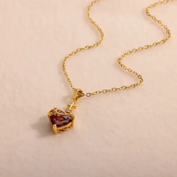 Wholesale 304 Stainless Steel Cross Devil's Eye Moon PVD Coated Zircon Elegant Romantic Sweet Plating Pendant Necklace