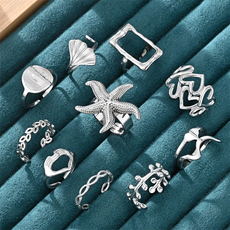 Wholesale Jewelry Vacation Simple Style Star 304 Stainless Steel Open Rings