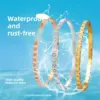 Wholesale Waterproof Non Tarnish Bangle For Women In Gold, Electroplated Titanium Steel With Rhinestones Inlay