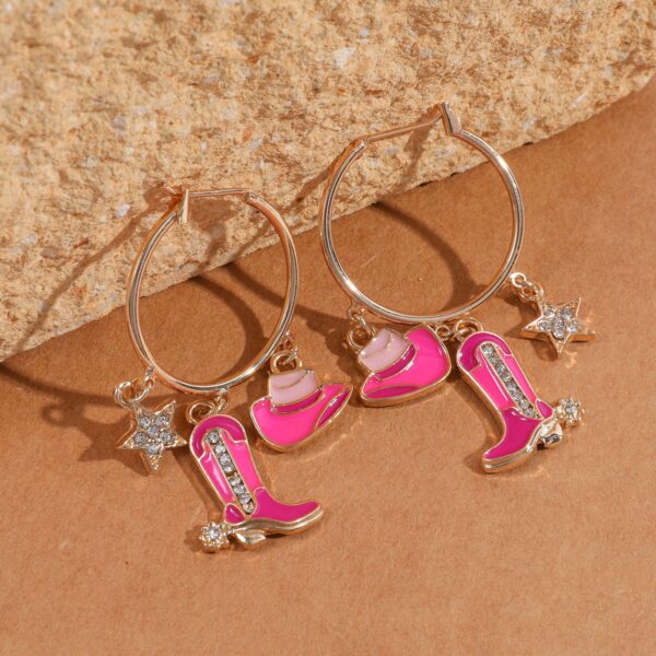 oly-b6cd0f8c391fb682c73bb66d9a8fd1a3 Wholesale jewelry women’s pink alloy Western style hat boots pendant earrings Women’s
