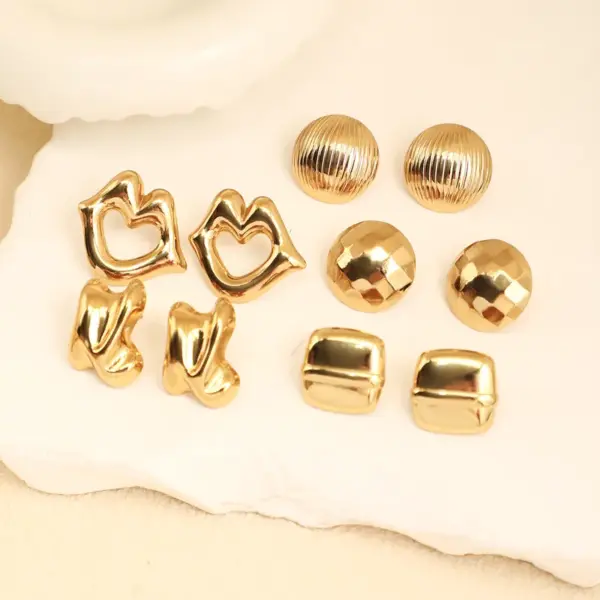 Wholesale Elegant Geometric Texture Line Splicing Design Sensation Style Earrings Stainless Steel Hypoallergenic