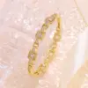 Wholesale Geometric Electroplated Copper Bangle For Women With Zircon Inlay And Water Plating Gold Process