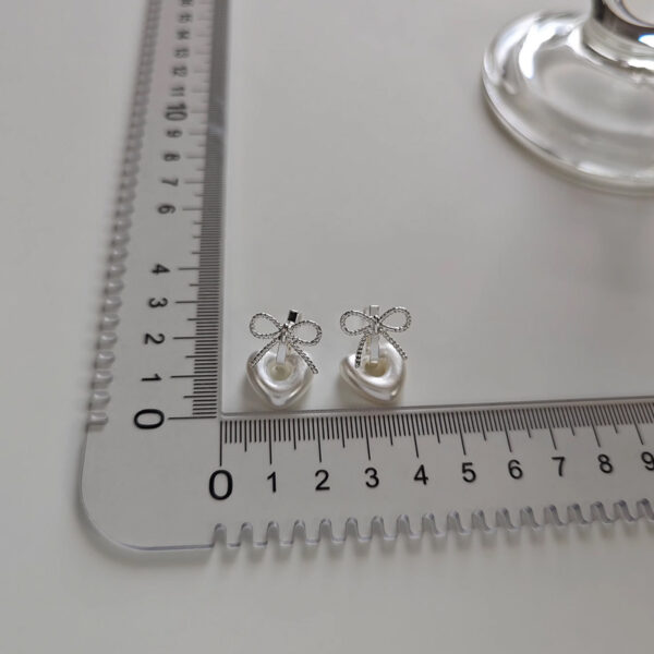 Wholesale "Girl's Note" Style Love Bow Korean Ins Pearl Love Bow Earrings Sweet French Style