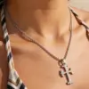 oly-b6da9c48ecb615ee6f34a043ce30129e Wholesale Waterproof Non Tarnish Cross Necklace For Adults With 18K Real Gold Plated 304 Stainless Steel And Electroplated Woven Chain