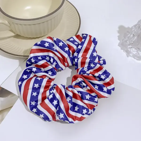 Wholesale Independence Day Hair Ring American Flag Large Intestine Hair Ring Simple Elegant Hair Rope Headwear Headwear Hot Sale
