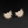 Wholesale Geometric Stud Earrings For Women With 925 Sterling Silver Posts, Copper Base, Electroplated Gold Plating, And Zircon Inlay