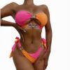 Wholesale Sexy Crystal Diamond Bikini Removable Breast Pad Swimsuit Spliced Tube Top Strappy Split Swimsuit