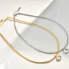 Wholesale Fashion Niche Luxury Diamond-Studded Spring Chain 304 Stainless Steel 18K Gold Plated Necklace
