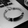 oly-b72387558d6d67b6f3cdf397f166054e Wholesale OPK Jewelry Factory Fashion Retro Stainless Steel Chain Stitching Tiger Eye Titanium Steel Men's Bracelet