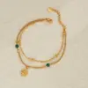 Wholesale Two-layer Simple Gold-plated 18K Sun Pendant Bracelet For Women, Simple Design Adjustable Clasp Wrist Accessory
