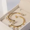 Wholesale 1 Pair Elegant Luxurious Wedding C Shape Plating Inlay Copper Artificial Pearls Zircon 18K Gold Plated Earrings