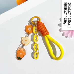 Orange short braided rope (orange eight-section chain + orange acrylic string)