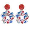 Wholesale Acrylic Floral Bohemian Earrings American Style Sensory Light Summer Independent Day Patriotic Wave Boho Geometric Pattern Women