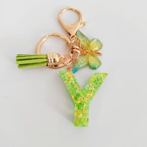 Green letter key chain pendant-Y