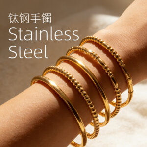 Wholesale Stainless steel bamboo-joint eco-friendly bracelet, irregular gold bracelet, mirror bracelet, titanium steel bracelet
