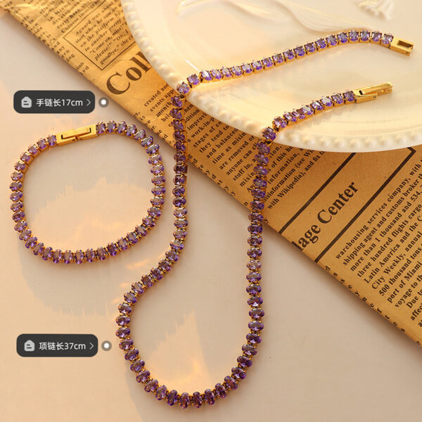 Wholesale style lady feeling elegant temperament solid color diamond zircon inlay necklace bracelet jewelry suit manufacturers on behalf of the hair