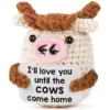 Wholesale Knitted Wool Doll Positive Energy Cartoon Crochet Cow Funny Expression Plush Toy Text Natural Scene Decoration