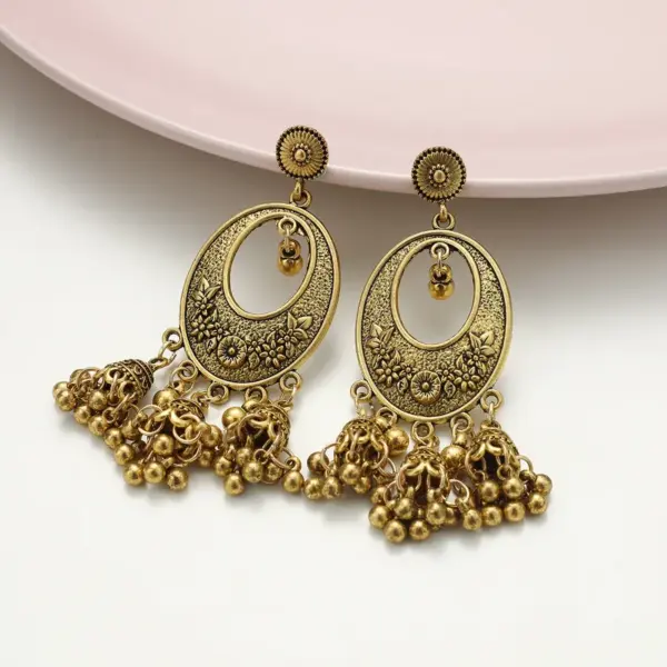 Wholesale Fashionable Retro Bohemian Bell Tassel Earrings Style Travel Souvenir Ear Jewelry
