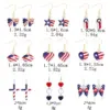 Wholesale USA Independence Day Butterfly Lip Heart Shaped Earrings Red White Blue Dangle Jewelry Fashion Unisex Zinc Alloy Painted Craft