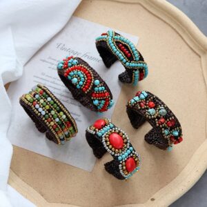 Wholesale handmade Bohemian ethnic bracelet woven natural stone retro personality Xizang bracelet accessories for women