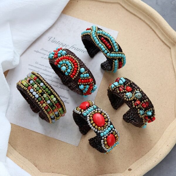 oly-b7c0b562bbc2aab4d5e59f16a4b54f5f Wholesale handmade Bohemian ethnic bracelet woven natural stone retro personality Xizang bracelet accessories for women