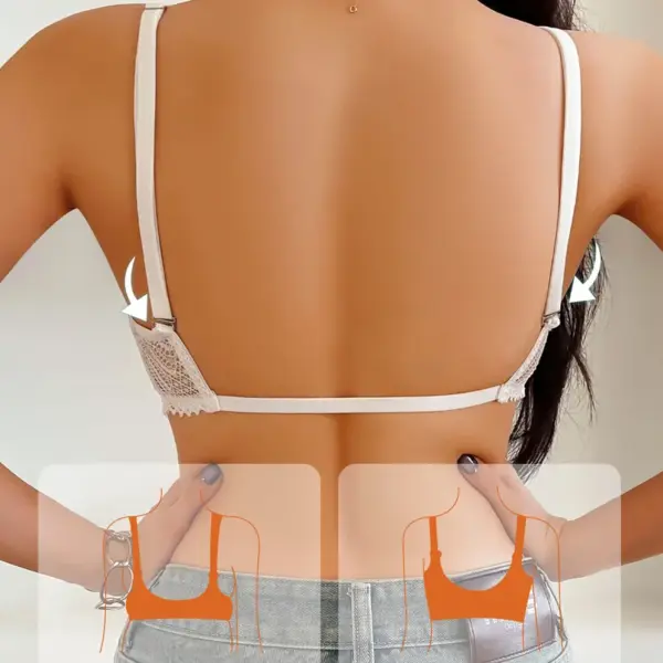 oly-b7c434e365ec863dd269b3940cfff0c1 Wholesale Ladies' Lace Splicing Gathers Front Button Bra, Steel Ring Pattern, Back Strap Can Be Exposed, Cross Shoulder Strap, Lingerie Beauty Back