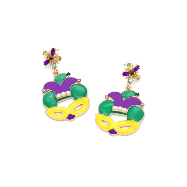 oly-b7d3d2d9d8963dfd72ecaf54a963230c Wholesale alloy dripping oil Diamond Irish mask earrings St. Patrick carnival hat earrings for women