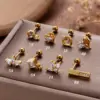 Wholesale 1 Piece Ear Cartilage Rings & Studs Vintage Style French Style Simple Style Geometric Heart Shape Crown 316L Stainless Steel Copper Waterproof Non Tarnish Surgical Steel Zircon